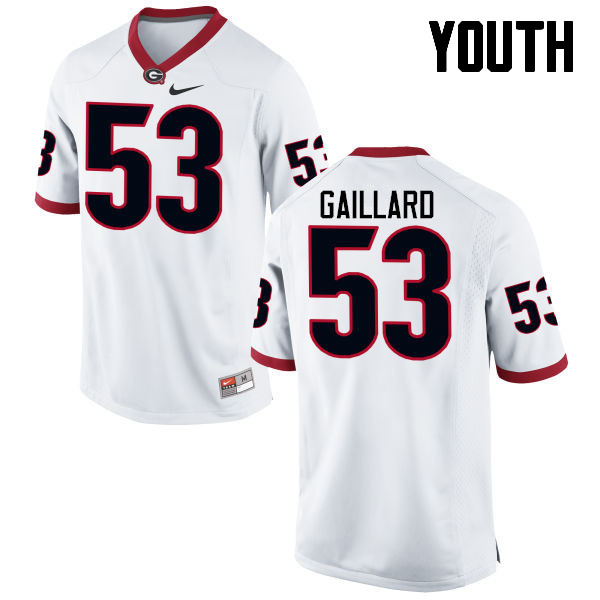 Youth Georgia Bulldogs #53 Lamont Gaillard College Football Jerseys-White